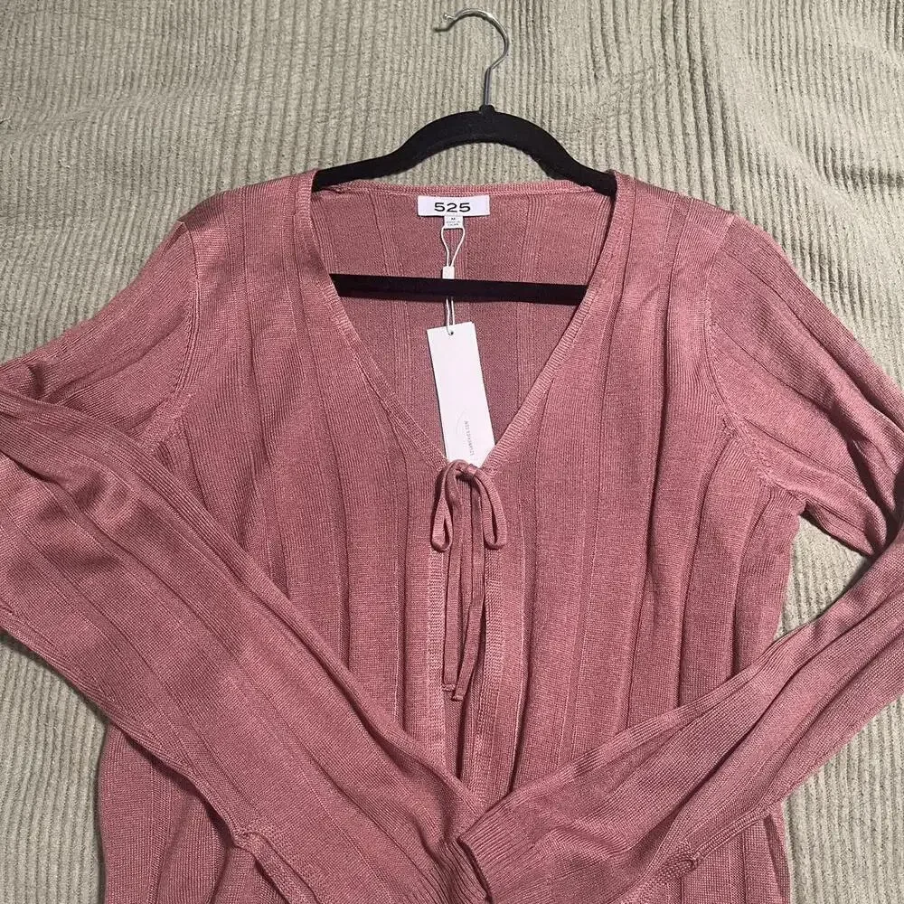 Pink Cardigan With Tie Front